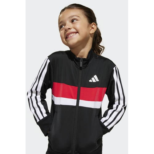 adidas Sportswear trainingspak zwart/wit/rood Joggingpak Jongens/Meisjes Polyester Opstaande kraag