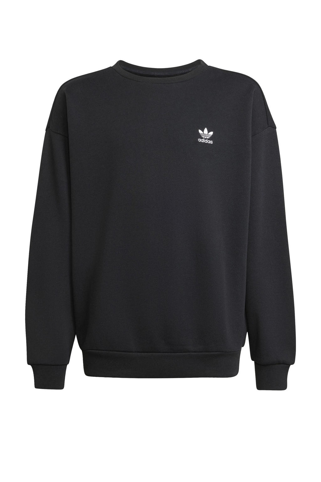 Zwarte jongens en meisjes adidas Originals oversized sweater met effen, lange mouwen en ronde hals