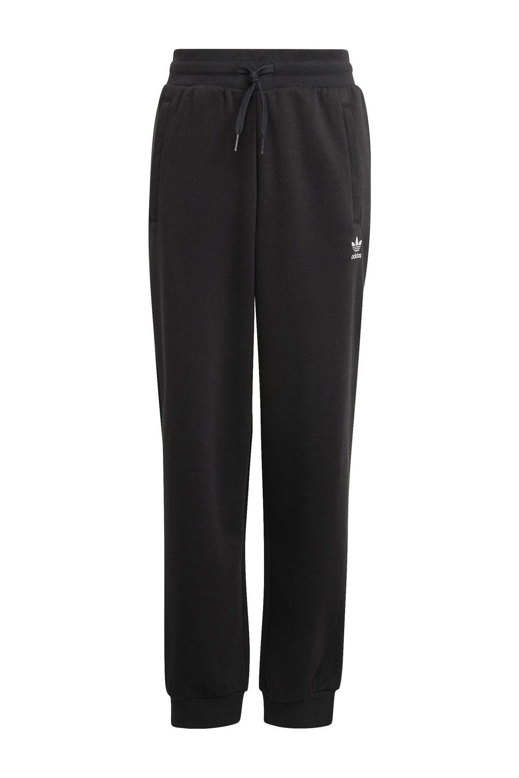 Zwarte meisjes adidas Originals joggingbroek van katoen met loose fit en elastische tailleband met koord