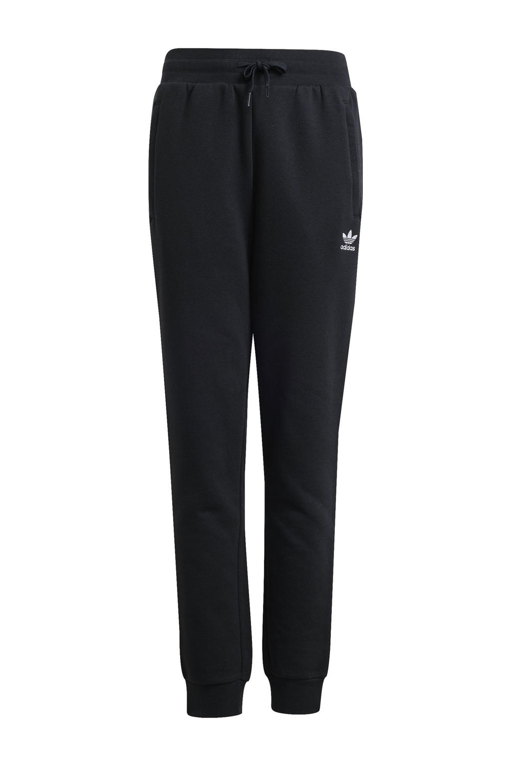 Zwarte jongens en meisjes adidas Originals broek van fleece met regular fit, regular waist en effen