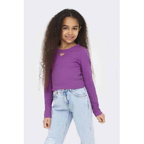 KIDS ONLY GIRL longsleeve paars Rosé Meisjes Stretchkatoen Ronde hals Effen