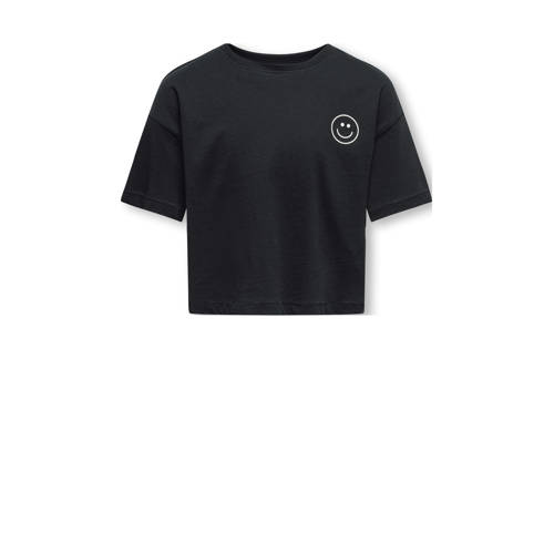 KIDS ONLY GIRL T-shirt zwart Meisjes Katoen Ronde hals Printopdruk - maat 110/116 afbeelding