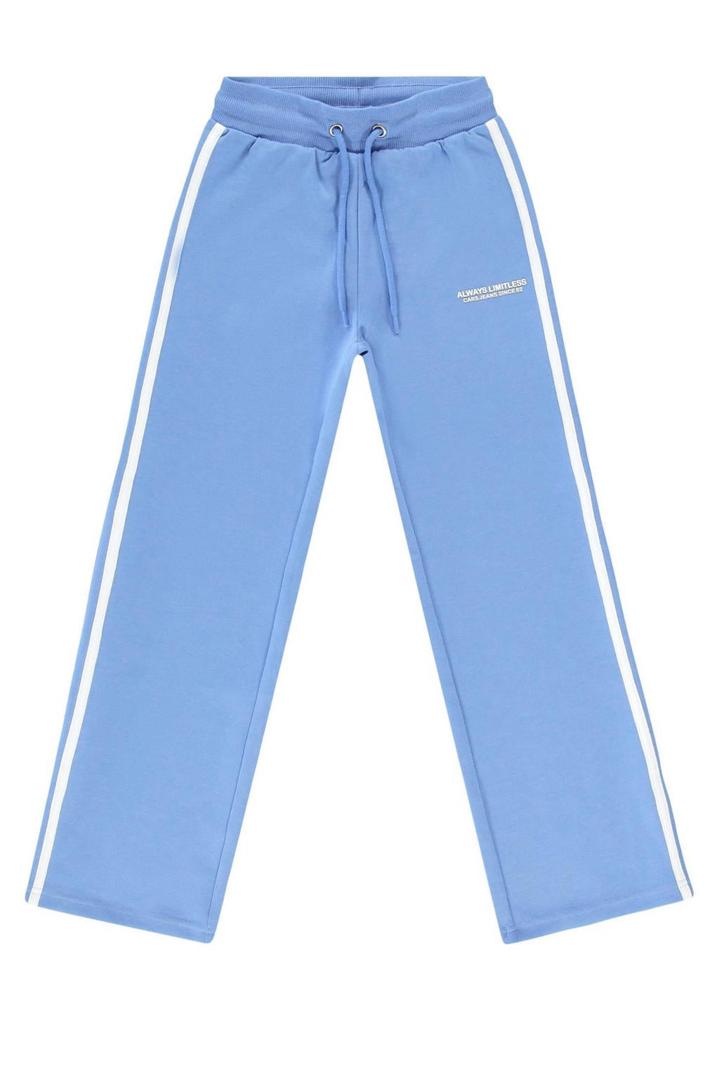 Lichtblauw en witte meisjes Cars sweatpants van katoen met elastische tailleband met koord en effen