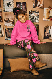 thumbnail: Z8 flared broek Ayla bruin/roze/groen