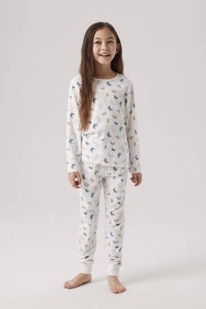 pyjama met vlinderdessin ecru/blauw/zand