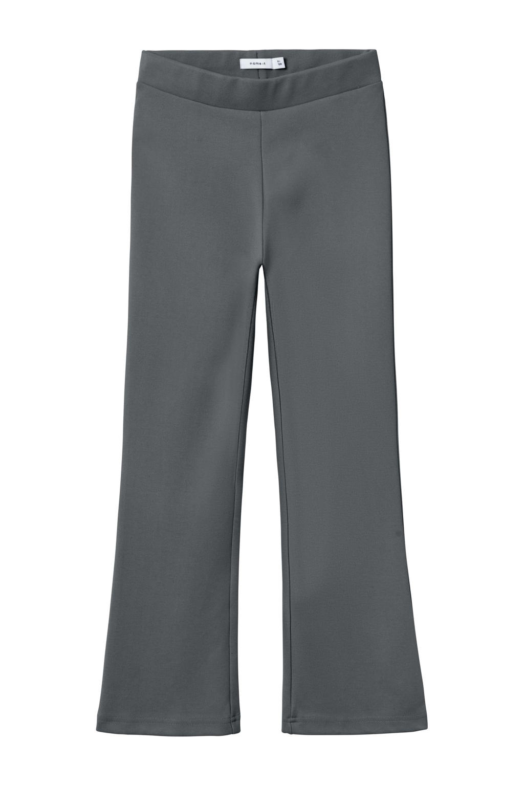 Grijze meisjes NAME IT KIDS bootcut legging van viscose met regular waist, elastische tailleband en effen
