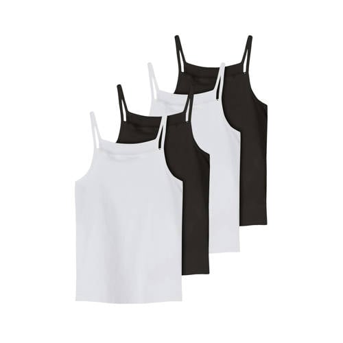 NAME IT KIDS hemd - set van 4 zwart/wit Meisjes Stretchkatoen Ronde hals - maat 122/128 afbeelding