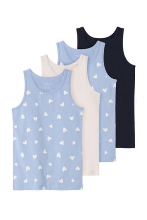 hemd - set van 4 zachtblauw/donkerblauw/roze