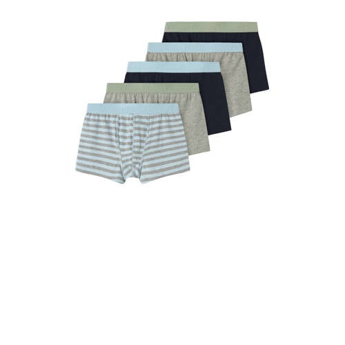 NAME IT KIDS boxershort - set van 5 turquoise/grijs/donkerblauw Jongens Stretchkatoen - maat 134/140 afbeelding
