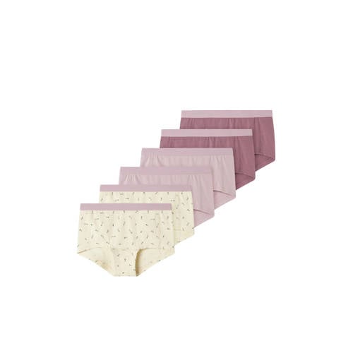 NAME IT KIDS hipster - set van 6 ecru/lila/paars Slip Meisjes Stretchkatoen - maat 158/164 afbeelding