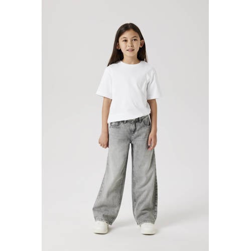 NAME IT KIDS wide leg jeans light grey denim Grijs Effen - maat 146 afbeelding