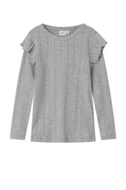 thumbnail: Grijs melange meisjes NAME IT MINI longsleeve melange van katoen met effen, lange mouwen, ronde hals en textuur