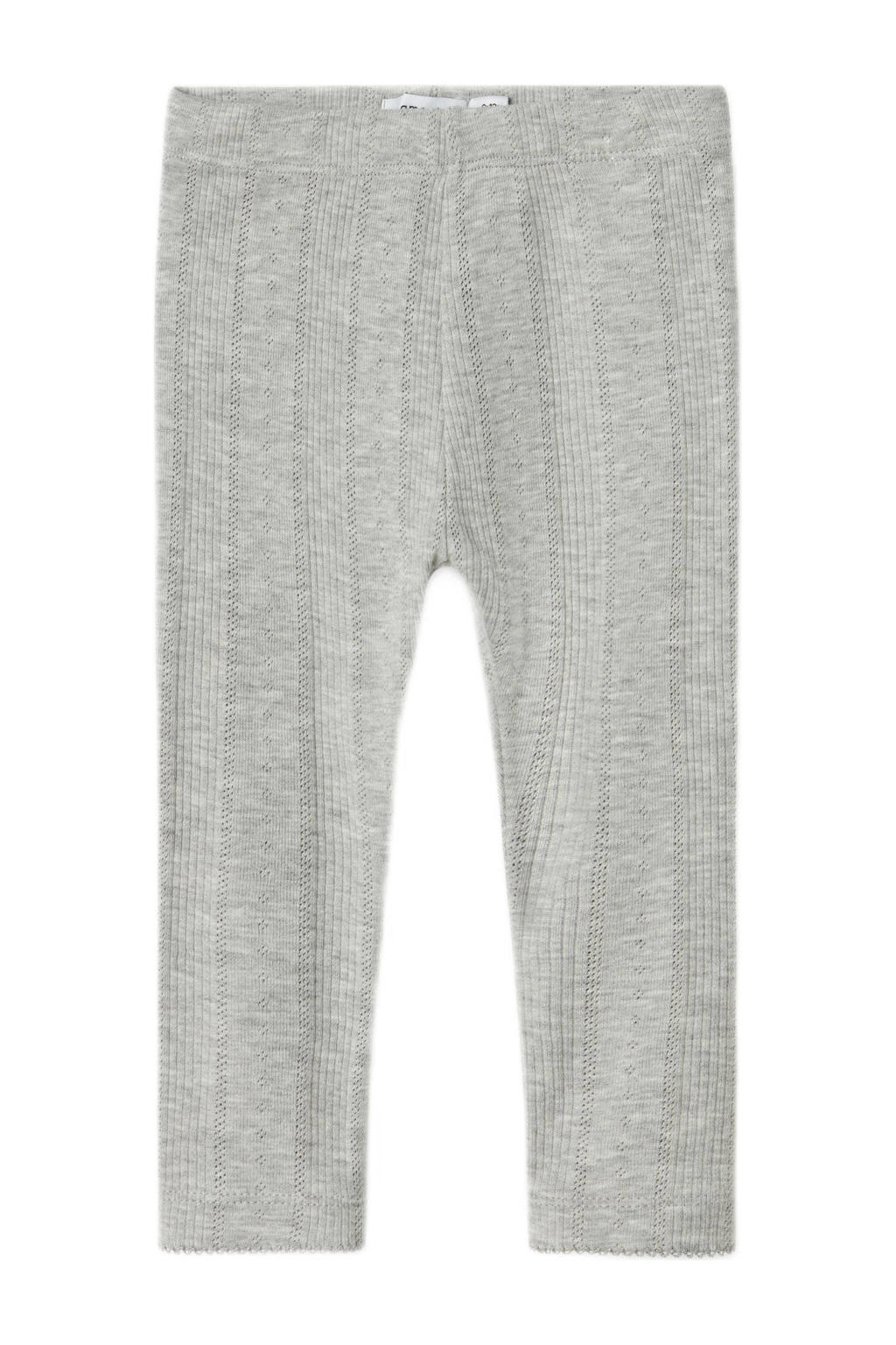 Grijs melange meisjes NAME IT MINI legging melange van katoen met regular fit, elastische tailleband en effen