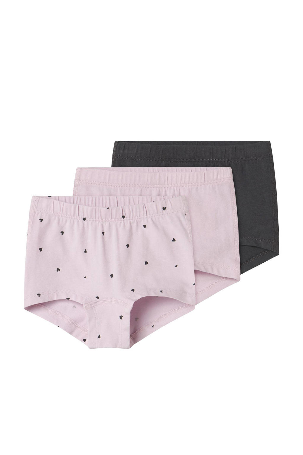NAME IT MINI short - set van 3 roze/donkergrijs