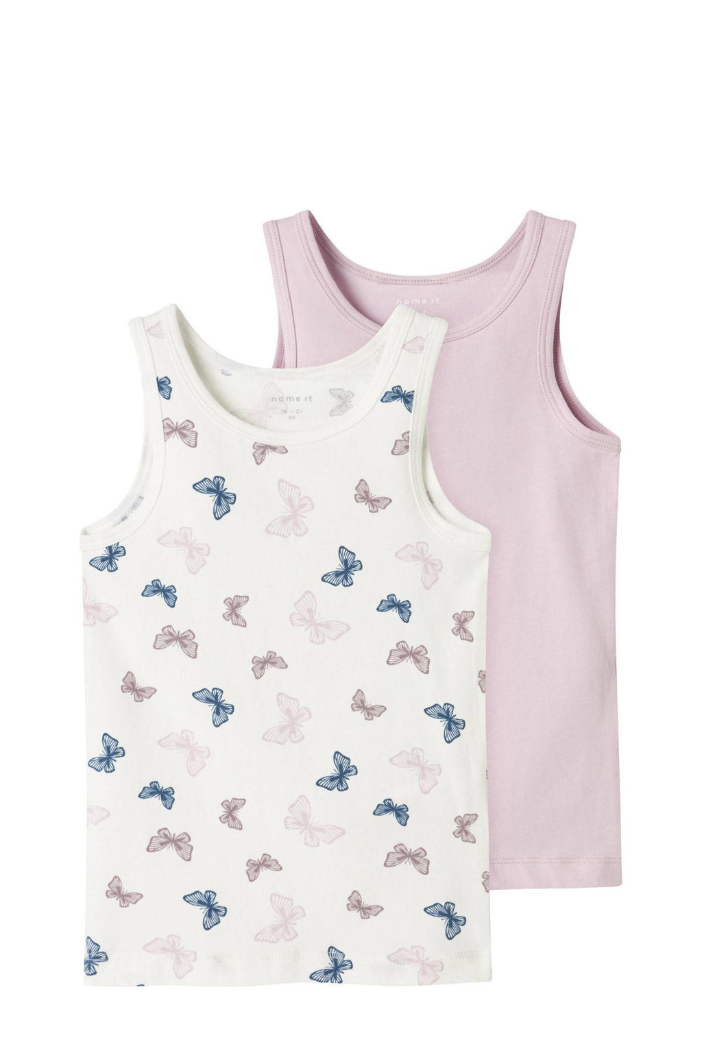 NAME IT MINI hemd  met vlinders - set van 2 roze/ecru