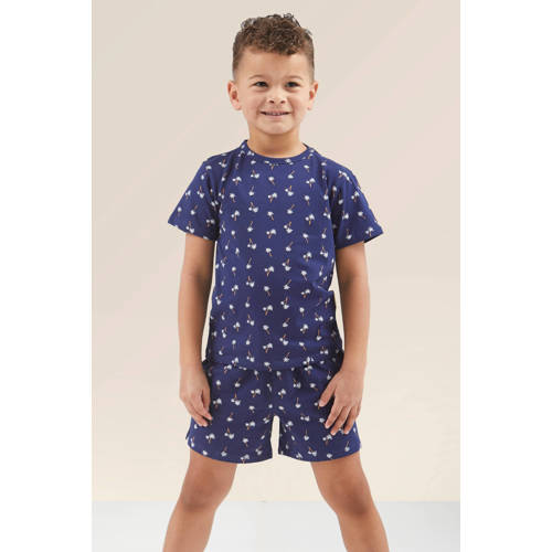 Little Label shortama blauw Jongens Stretchkatoen Ronde hals All over print