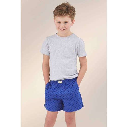 Little Label shortama grijs / blauw Jongens Stretchkatoen Ronde hals All over print
