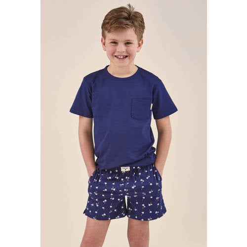 Little Label shortama blauw Jongens Stretchkatoen Ronde hals All over print