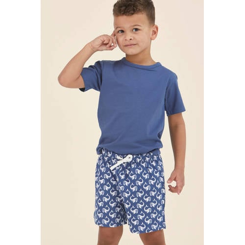 Little Label shortama blauw Jongens Stretchkatoen Ronde hals Dierenprint