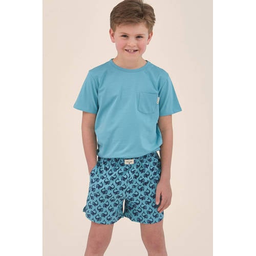 Little Label shortama blauw Jongens Stretchkatoen Ronde hals Dierenprint