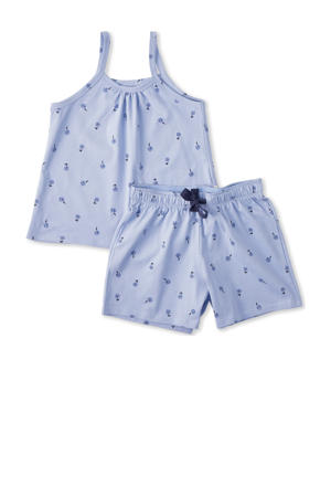 shortama met all over print blauw