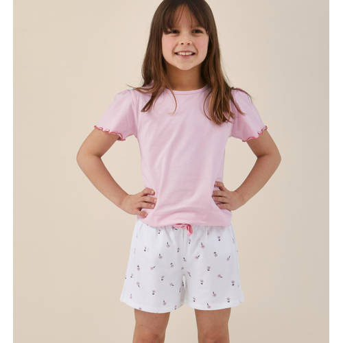 Little Label shortama roze Meisjes Stretchkatoen Ronde hals Bloemen - maat 122/128 afbeelding