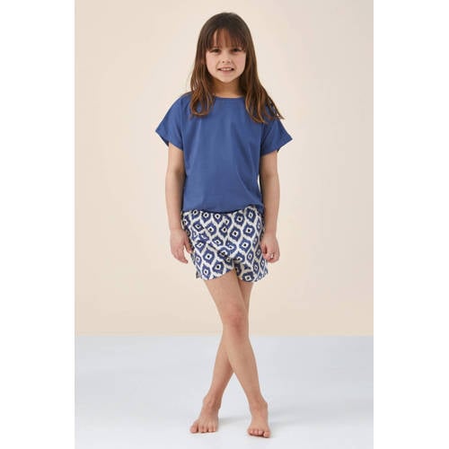 Little Label shortama blauw Meisjes Stretchkatoen Ronde hals All over print