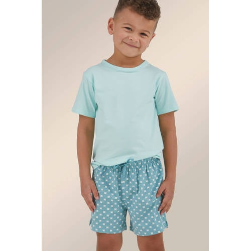 Little Label shortama blauw Jongens Stretchkatoen Ronde hals All over print