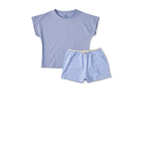 Little Label shortama blauw Meisjes Stretchkatoen Ronde hals Dierenprint - maat 146/152 afbeelding