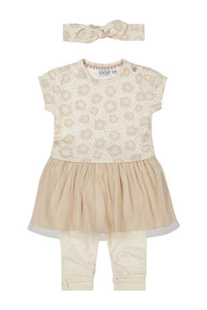 Jurk + legging + haarband ecru/beige