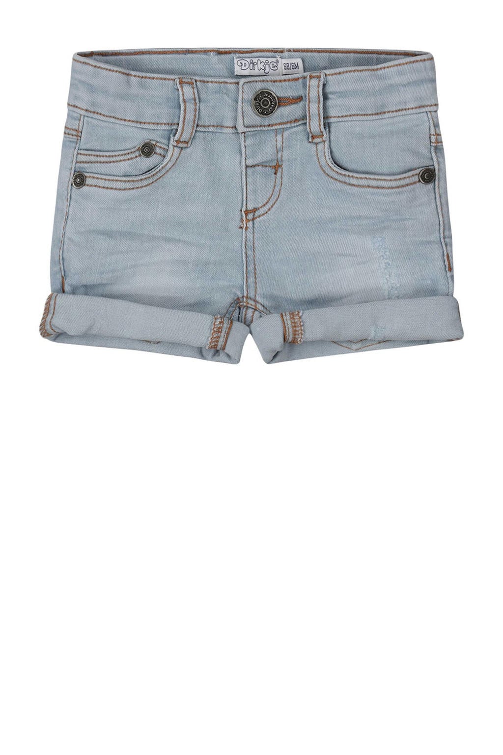 Light blue denim jongens Dirkje short van denim met rits- en knoopsluiting en effen