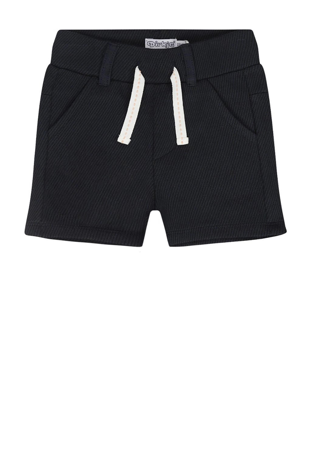 Donkerblauwe jongens Dirkje sweatshort van katoen met elastische tailleband met koord en effen