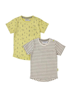 T-shirt - (set van 2) geel/grijs