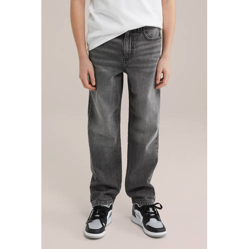 WE Fashion Blue Ridge loose fit jeans grey denim Grijs Effen - maat 98 afbeelding