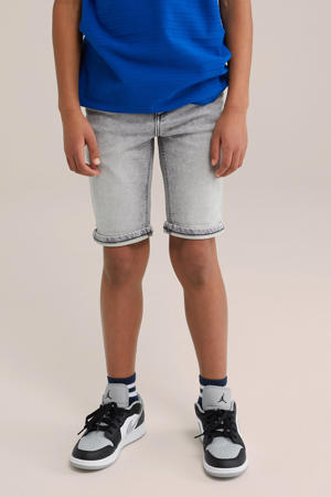 slim denim short grey denim