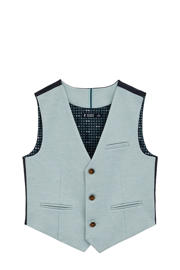 thumbnail: Lichtgroene jongens WE Fashion gilet van polyester met effen en V-hals