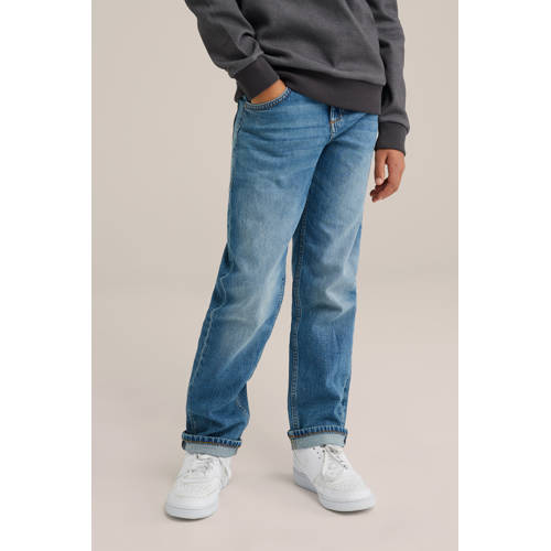 WE Fashion Blue Ridge regular fit jeans medium blue denim Blauw Effen - maat 116 afbeelding
