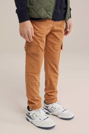 thumbnail: Oranje jongens WE Fashion Blue Ridge slim cargo broek van stretchkatoen met effen
