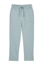 thumbnail: Lichtgroene jongens WE Fashion slim casual broek van polyester met elastische tailleband met koord en effen