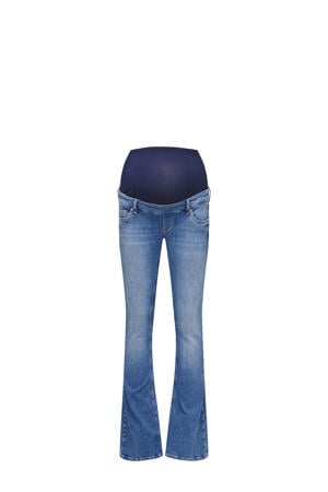zwangerschaps high waist flared jeans medium blue denim