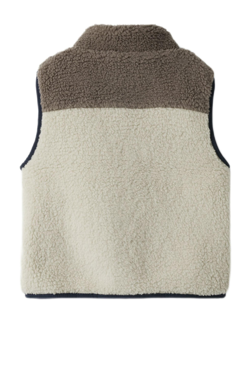 Beige, bruin en zwarte jongens NAME IT MINI teddy jas met meerkleurige print, lange mouwen en opstaande kraag