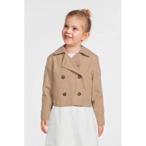 NAME IT KIDS trenchcoat bruin Jas Meisjes Polyester Ronde hals Effen - maat 140 afbeelding
