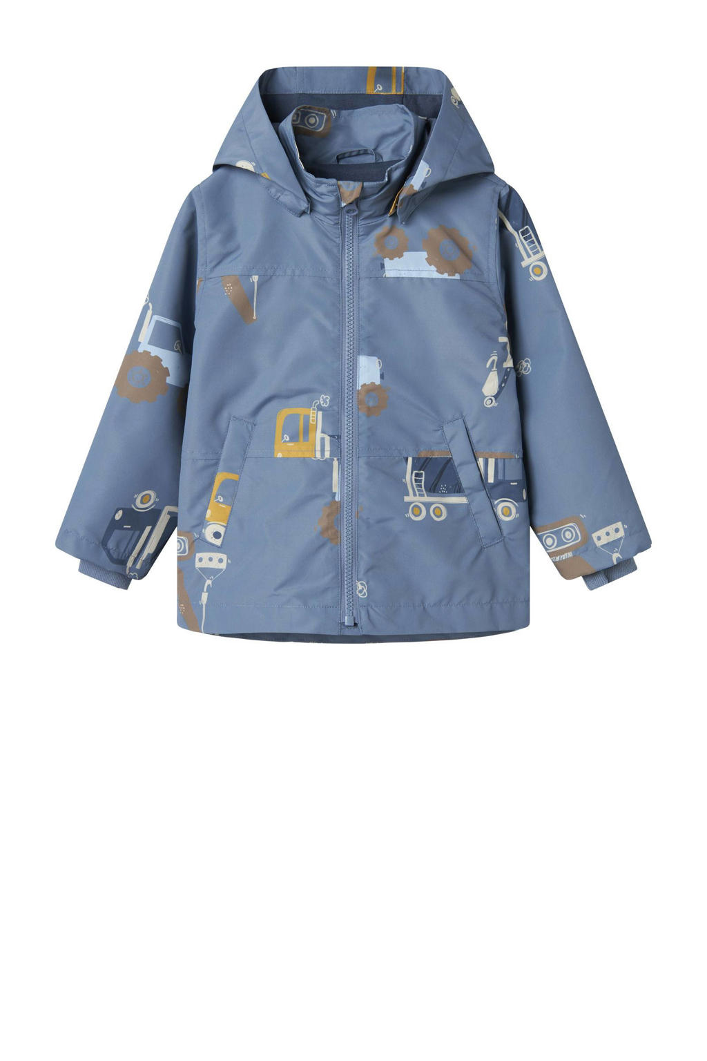 Blauwe jongens NAME IT MINI jack van polyester met lange mouwen, capuchon en geweven detail