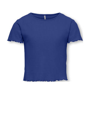 T-shirt rib gebreid hardblauw