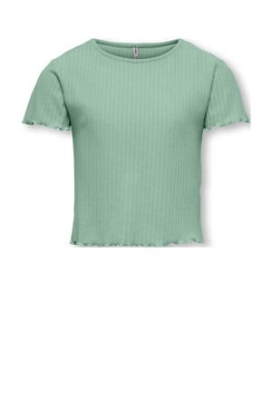 T-shirt rib gebreid zachtgroen