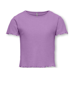 T-shirt rib gebreid paars