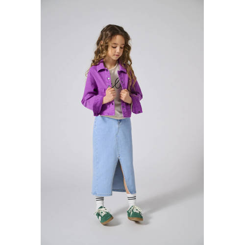 KIDS ONLY GIRL overshirt paars Blouse Meisjes Katoen Klassieke kraag Effen