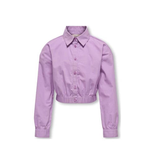 KIDS ONLY GIRL blouse lila Paars Meisjes Katoen Klassieke kraag Effen