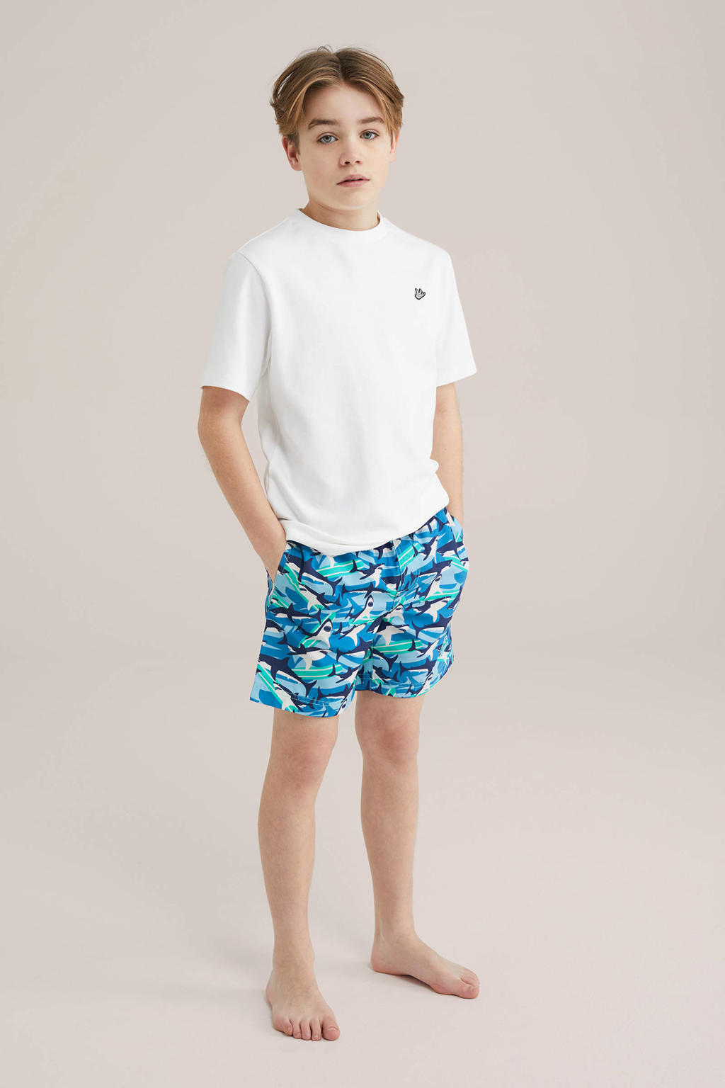 WE Fashion zwemshort donkerblauw/blauw