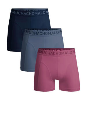   boxershort- set van 3 donkerblauw / blauwgrijs / roze